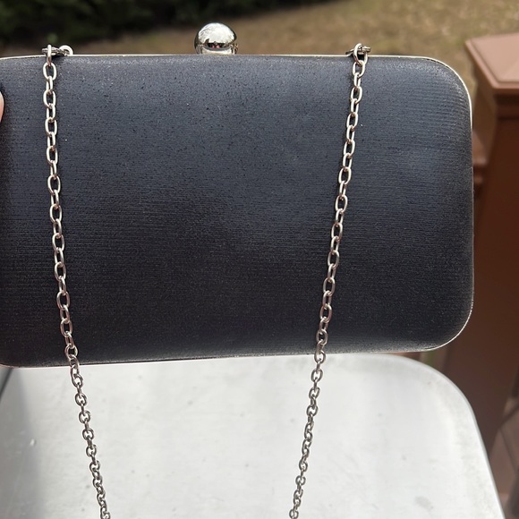 New without Tags, never worn black satin, smiley 😊 face handbag w/ chain. - Picture 6 of 11